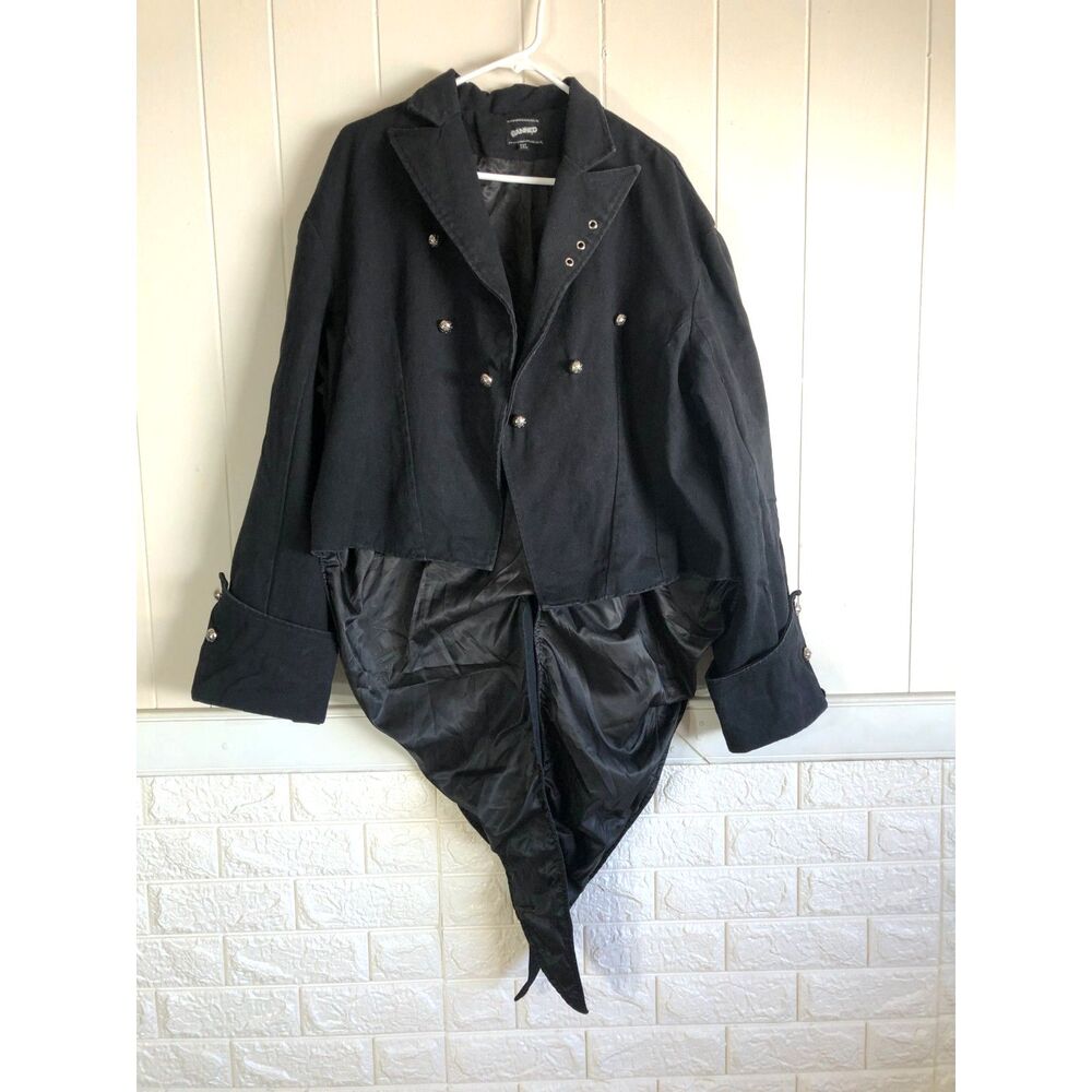 Banned Apparel Gothic Tailcoat Jacket Men 3XL Black Cotton Corset Back Steampunk